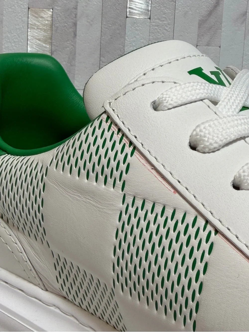 🍀Louis Vuitton Men’s Beverly Hills Giant Damier White/Green Sneakers 7.5UK/9US